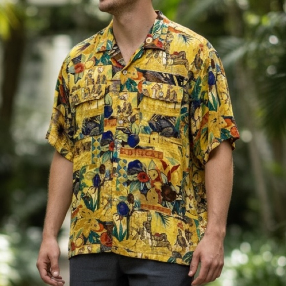 Vintage Linen Hawaiian Cabana Shirt | Men’s Large